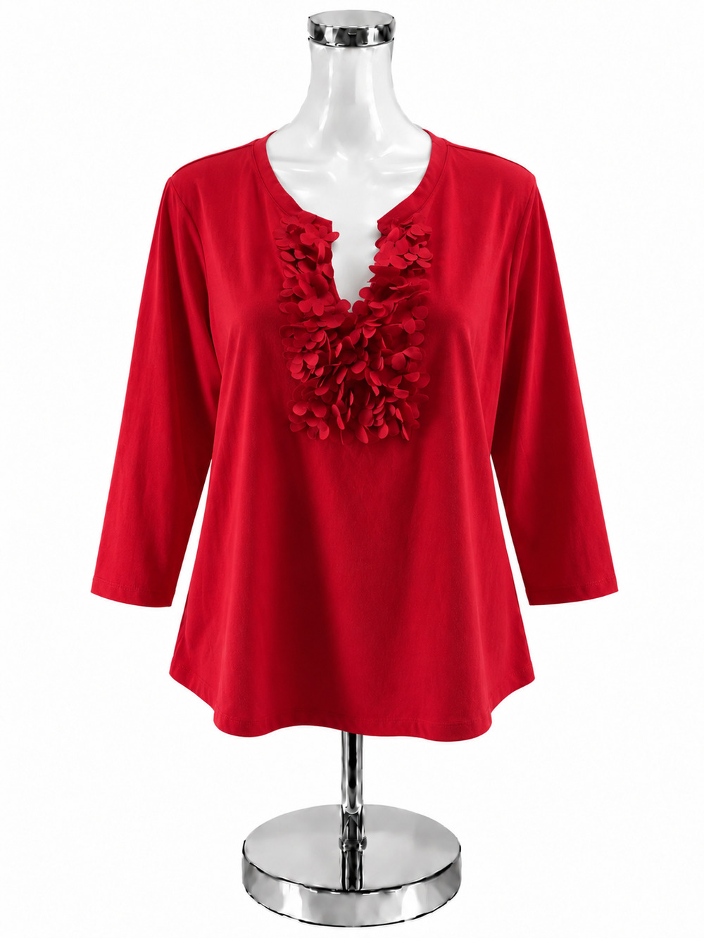 Krazy Kat Red 3D Petal Appliqué Tunic Top Size XL